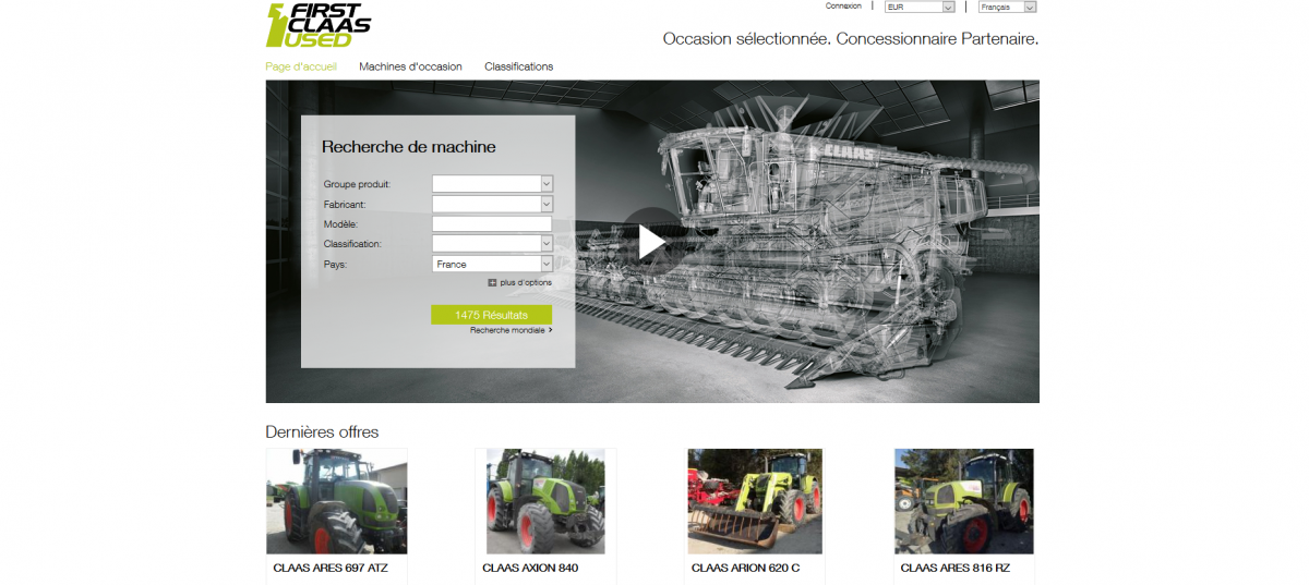CLAAS Selection Premium : commercialisation de tracteurs et machines d'occasion haut de gamme