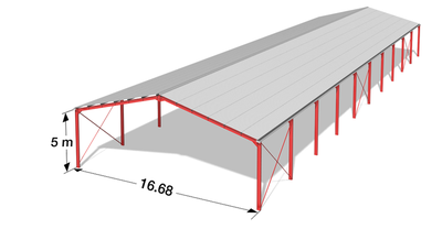 Hangar agricole l NEV 16.68 longueur 60 mhauteur 5 m